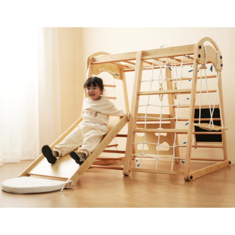 Kids Outdoor Climbing Frame - Holz-Innenrutsche Indoor-Klettergerüst für Kinder Großes Spielplatzgerät