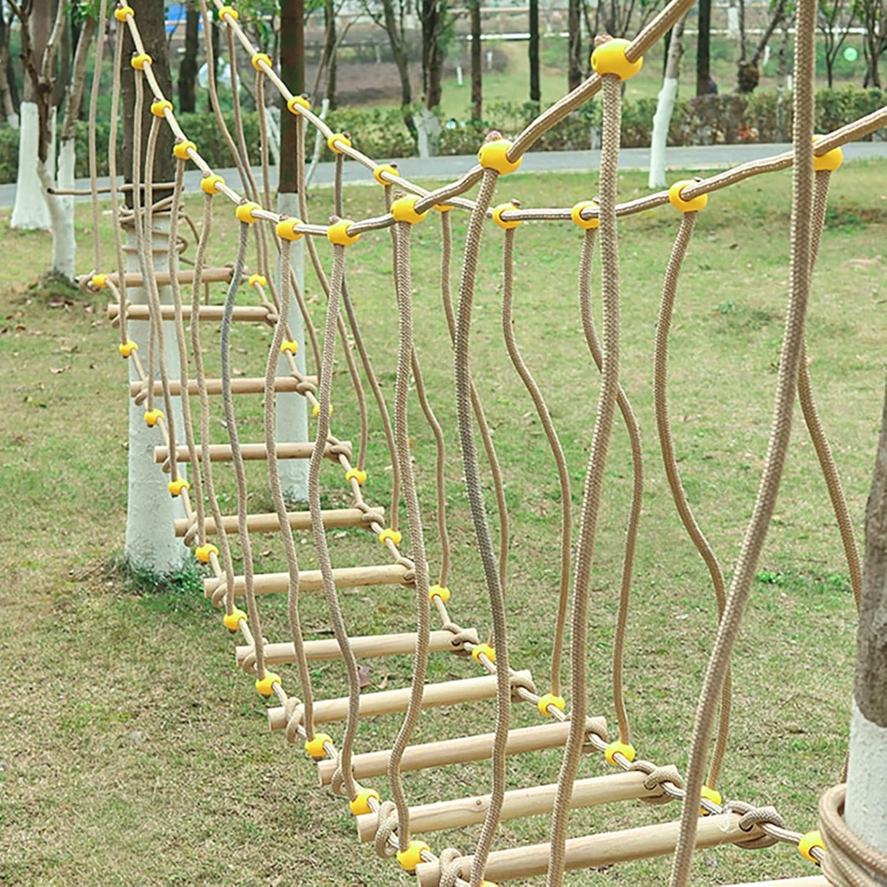Kids Outdoor Climbing Frame - Kindergarten-Körperkrafttraining Armlehnen-Schaukelbrücke Hängebrücke Balancebrücke Holzbrücke Klettergerüst