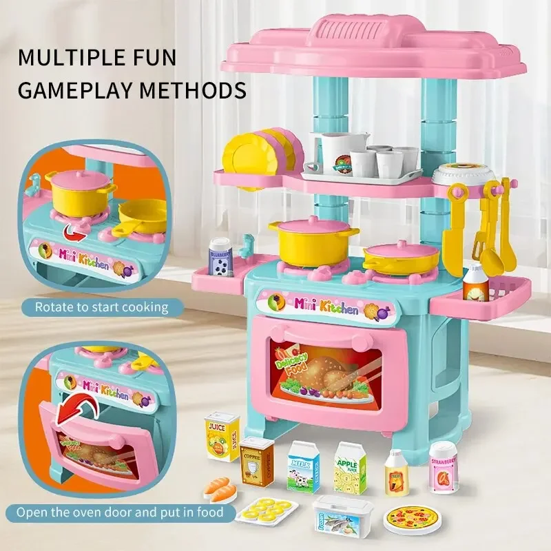 Kids Outdoor Kitchen Accessories - Mini-Küchentheken-Spielset, DIY-Simulations-Kochset, Essgeschirr, Spielhaus, Rollenspiel, Pretend-Spielzeug,